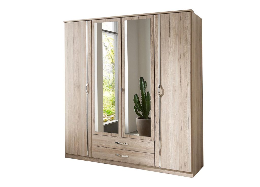 Armoire chêne 4 portes et 2 tiroirs 180 cm