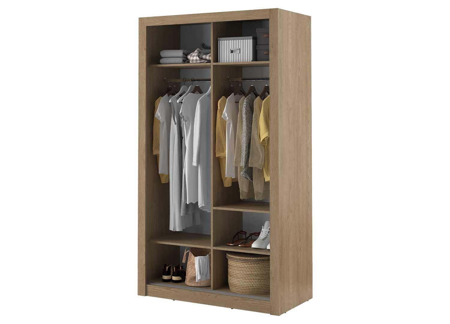 Armoire chêne shetland 2 portes coulissantes 120 cm
