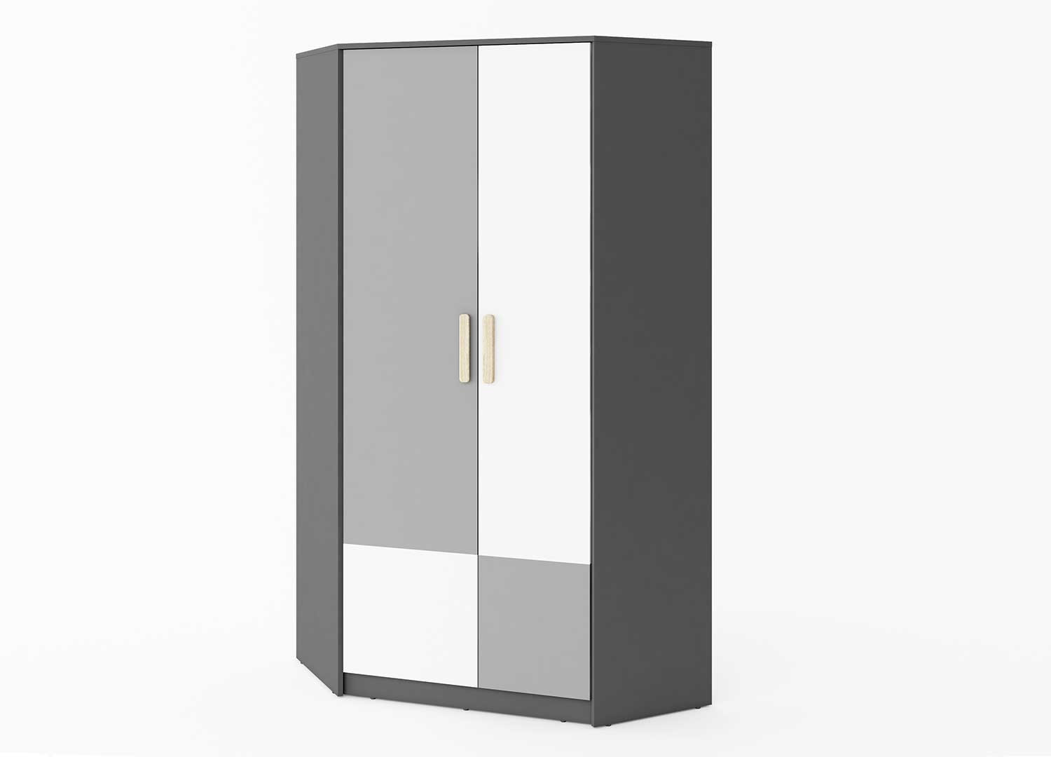 Armoire d'angle moderne grise et blanche