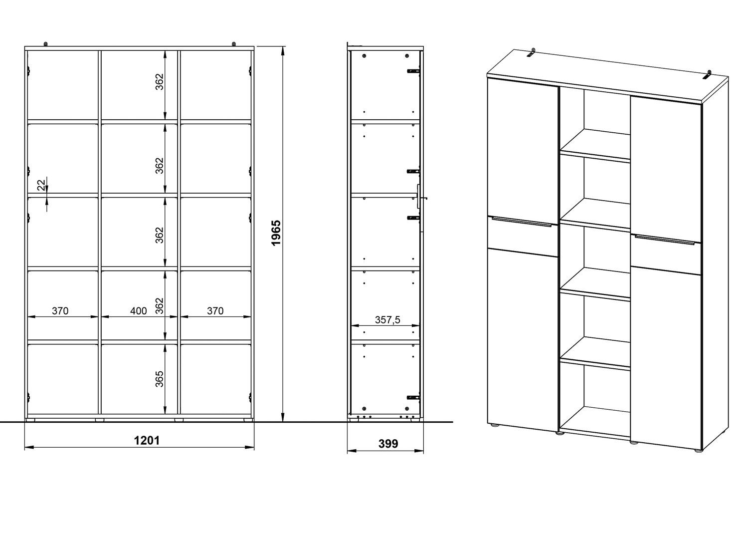 Armoire de bureau 2 portes 197 cm Oviedo