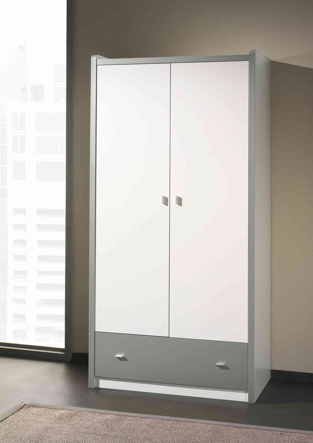 Armoire de Rangement Blanche- 2 portes- 1 tiroir