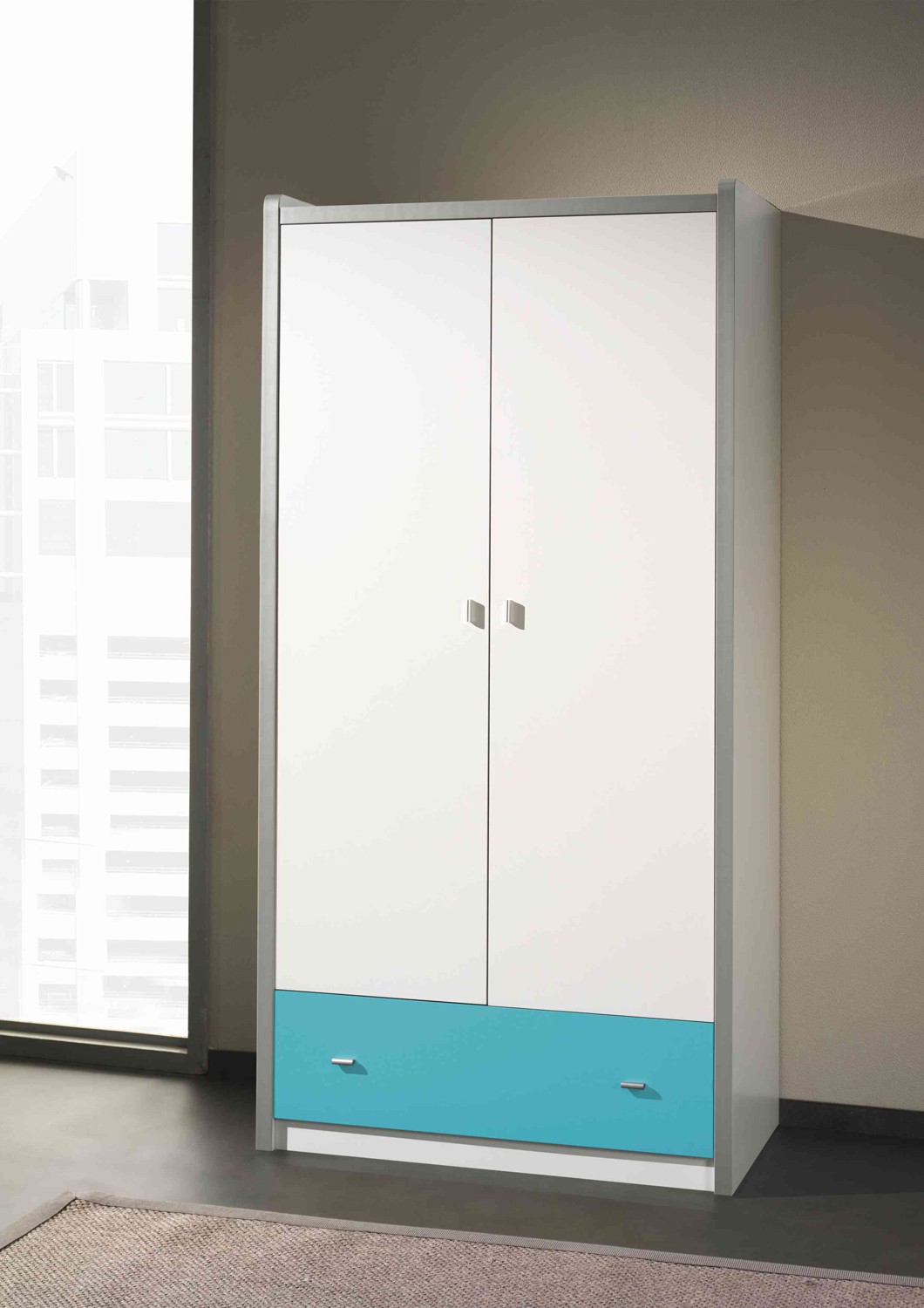 Armoire de Rangement Blanche- 2 portes- 1 tiroir