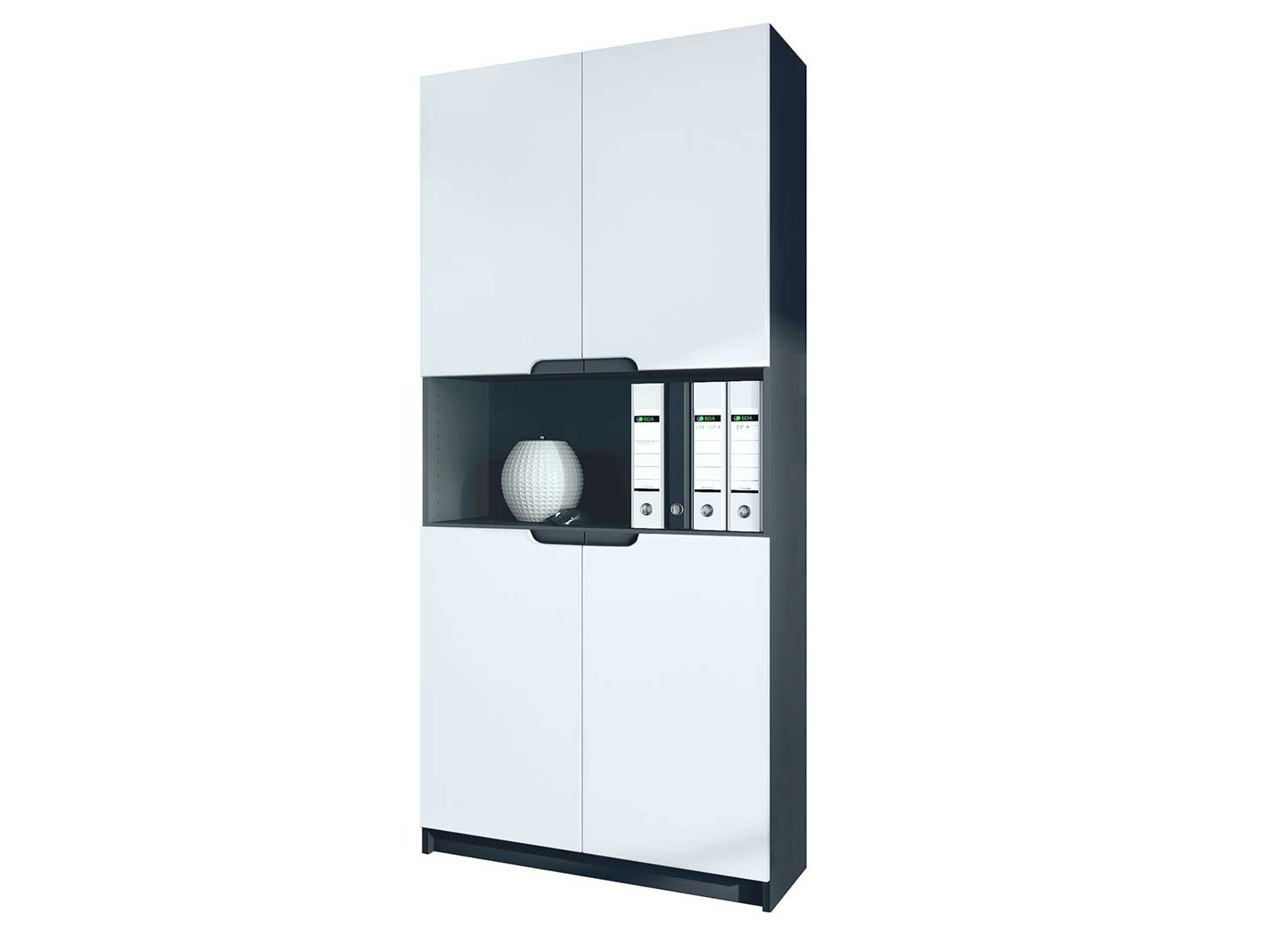 Armoire de rangement bureau blanc et noir Izia
