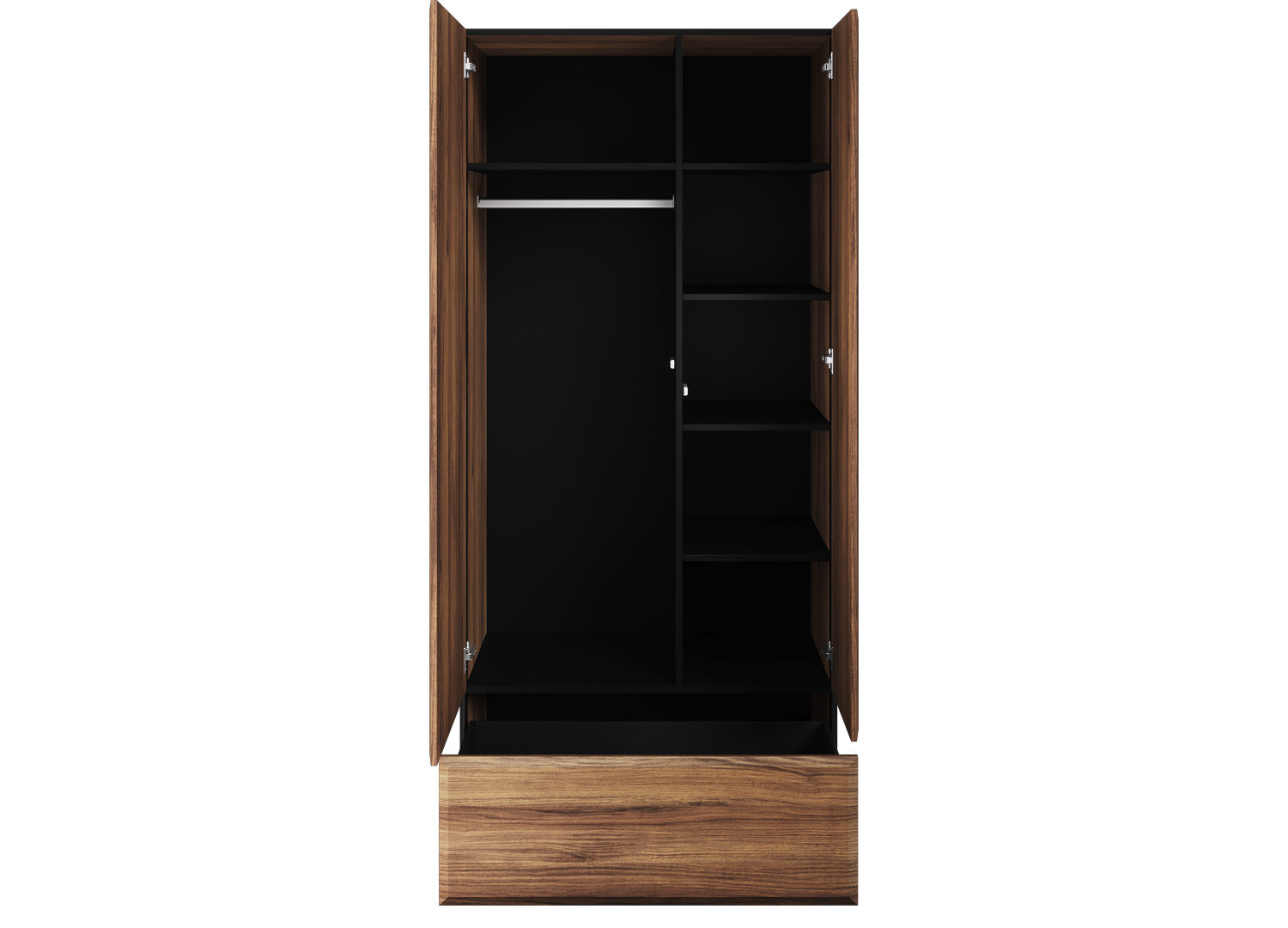 Armoire d'entrée 2 portes et 1 tiroir chêne foncé et noir