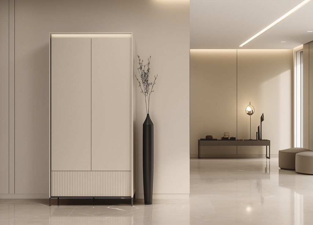 Armoire d'entrée à LED beige et noir Trend