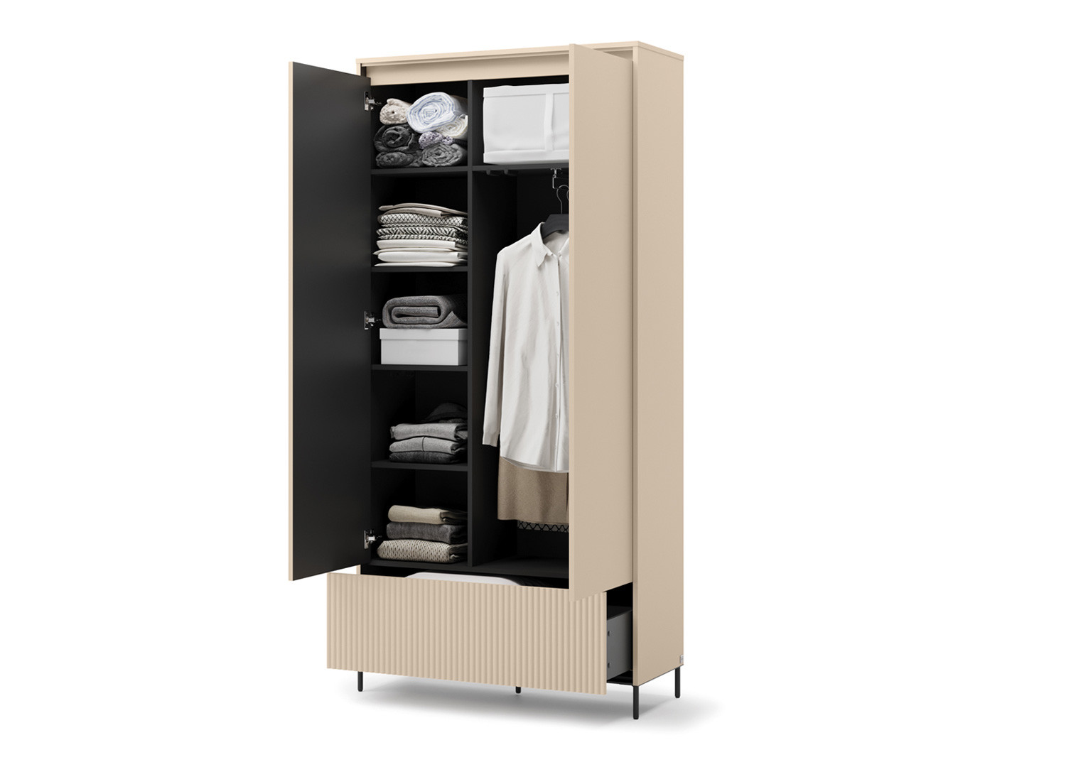 Armoire d'entrée à LED beige et noir Trend