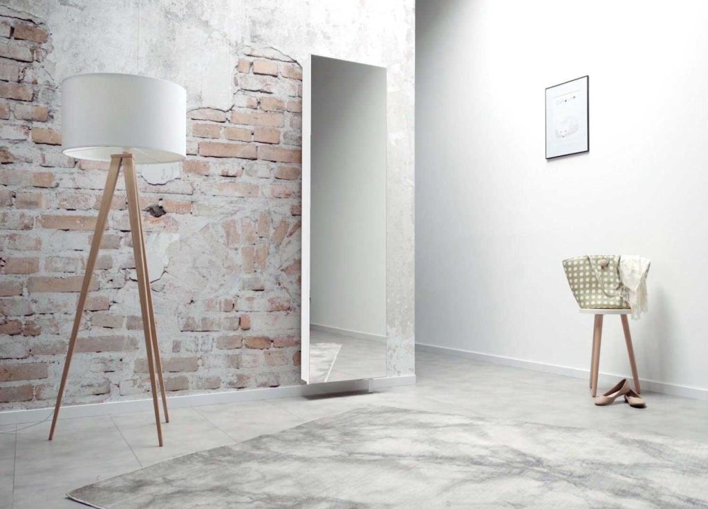 Armoire d'entrée amovible blanche avec miroir