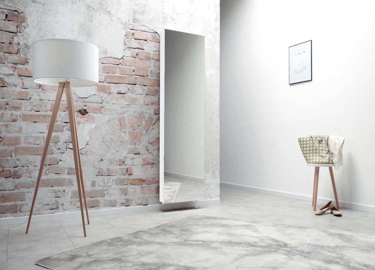 Armoire d'entrée amovible blanche avec miroir