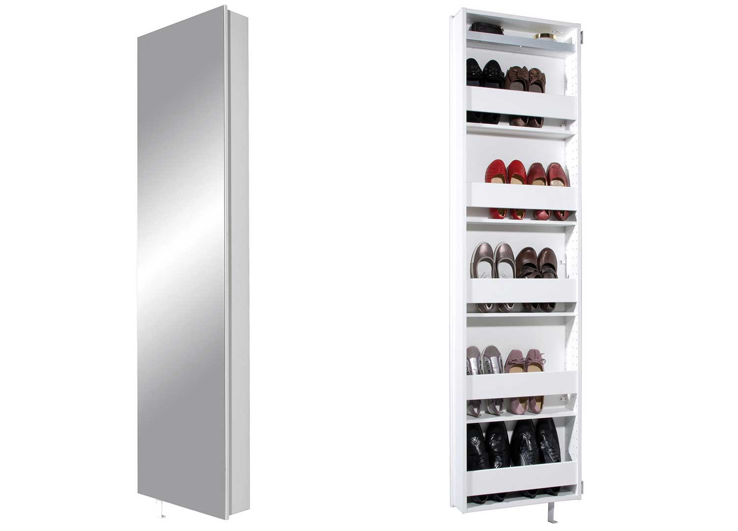Armoire d'entrée amovible blanche avec miroir