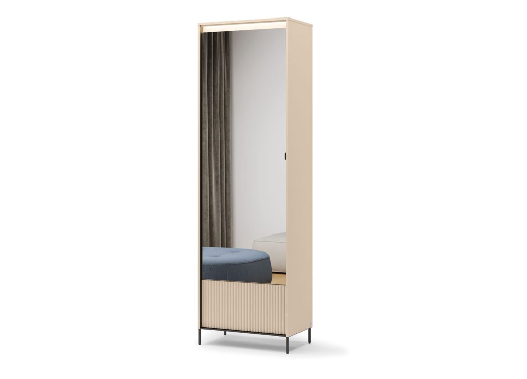 Armoire d'entrée avec miroir beige et noir Trend