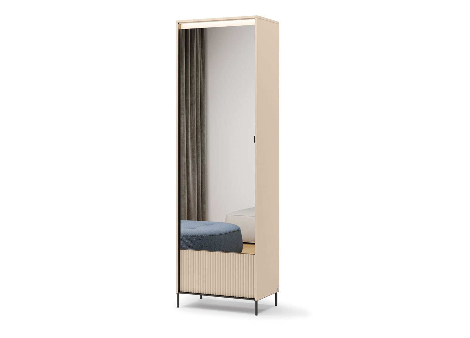 Armoire d'entrée avec miroir beige et noir Trend