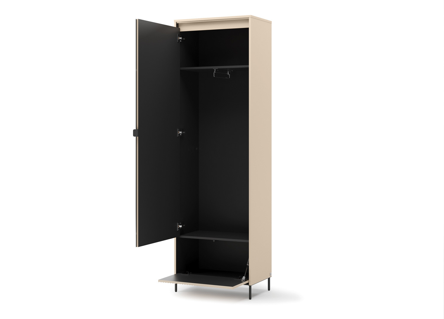 Armoire d'entrée avec miroir beige et noir Trend