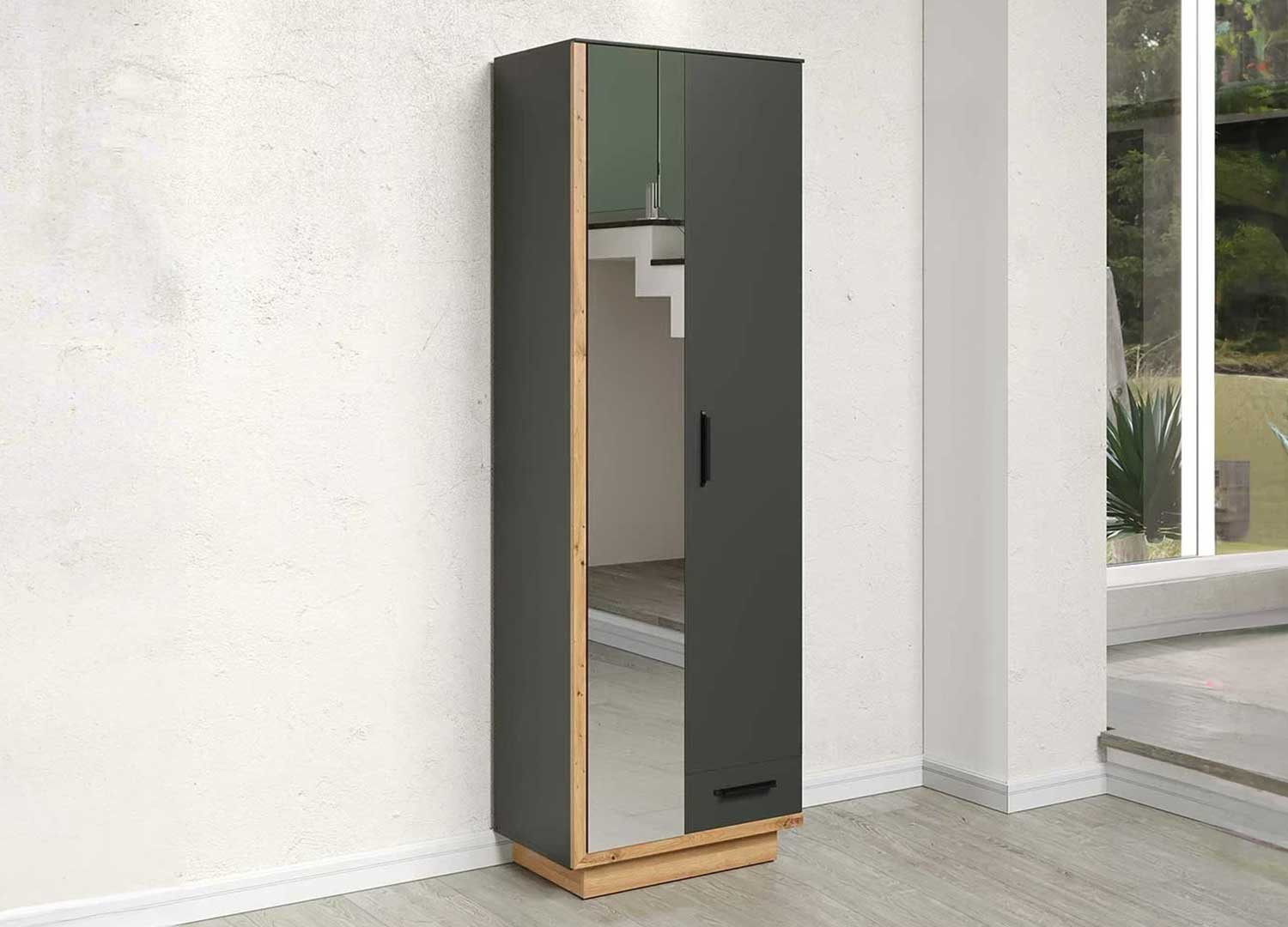 Armoire d'entrée gris anthracite et chêne 65 cm