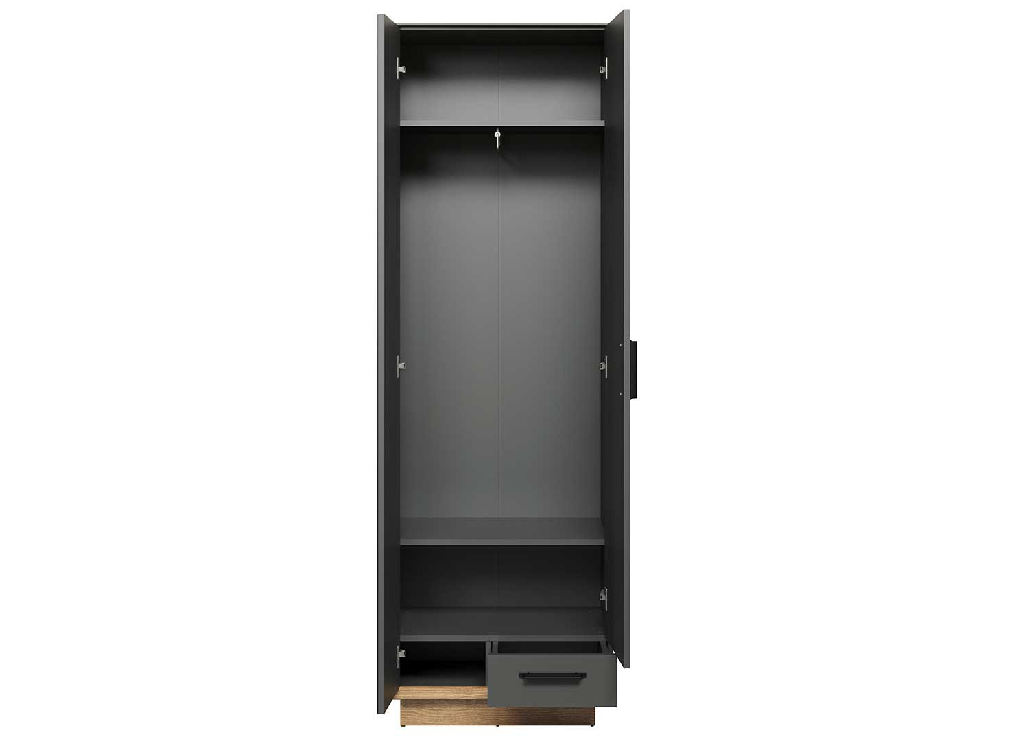 Armoire d'entrée gris anthracite et chêne 65 cm