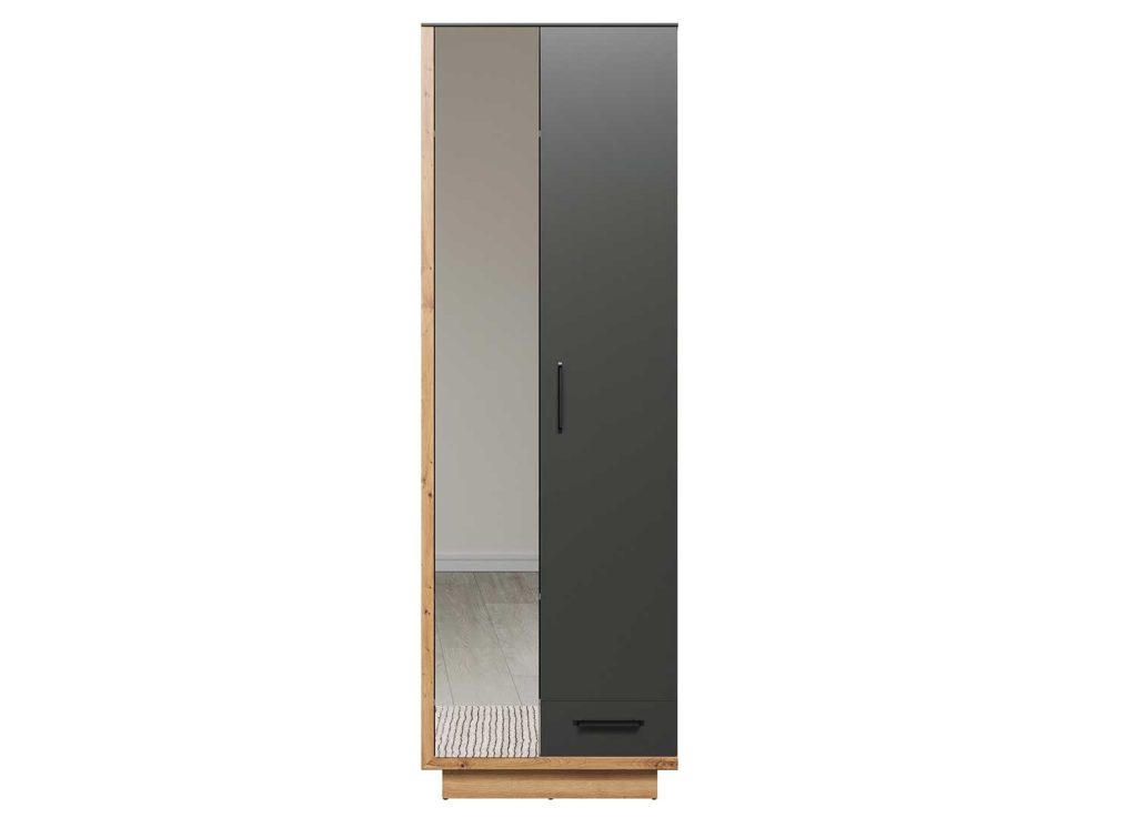 Armoire d'entrée gris anthracite et chêne 65 cm