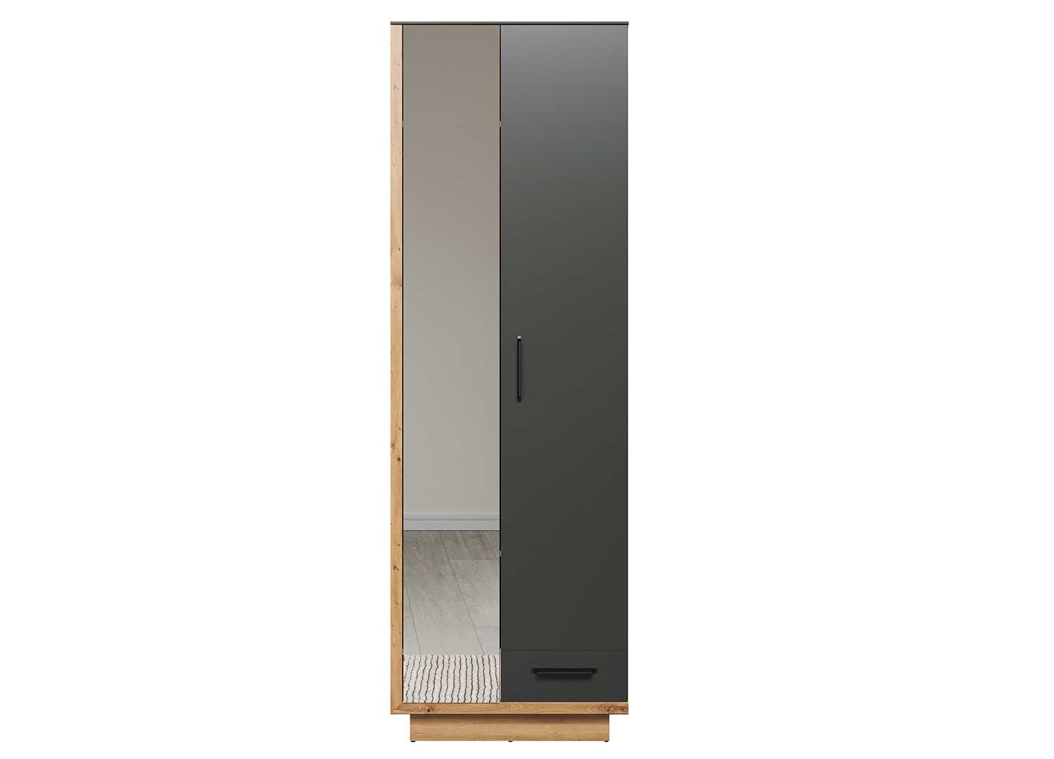 Armoire d'entrée gris anthracite et chêne 65 cm