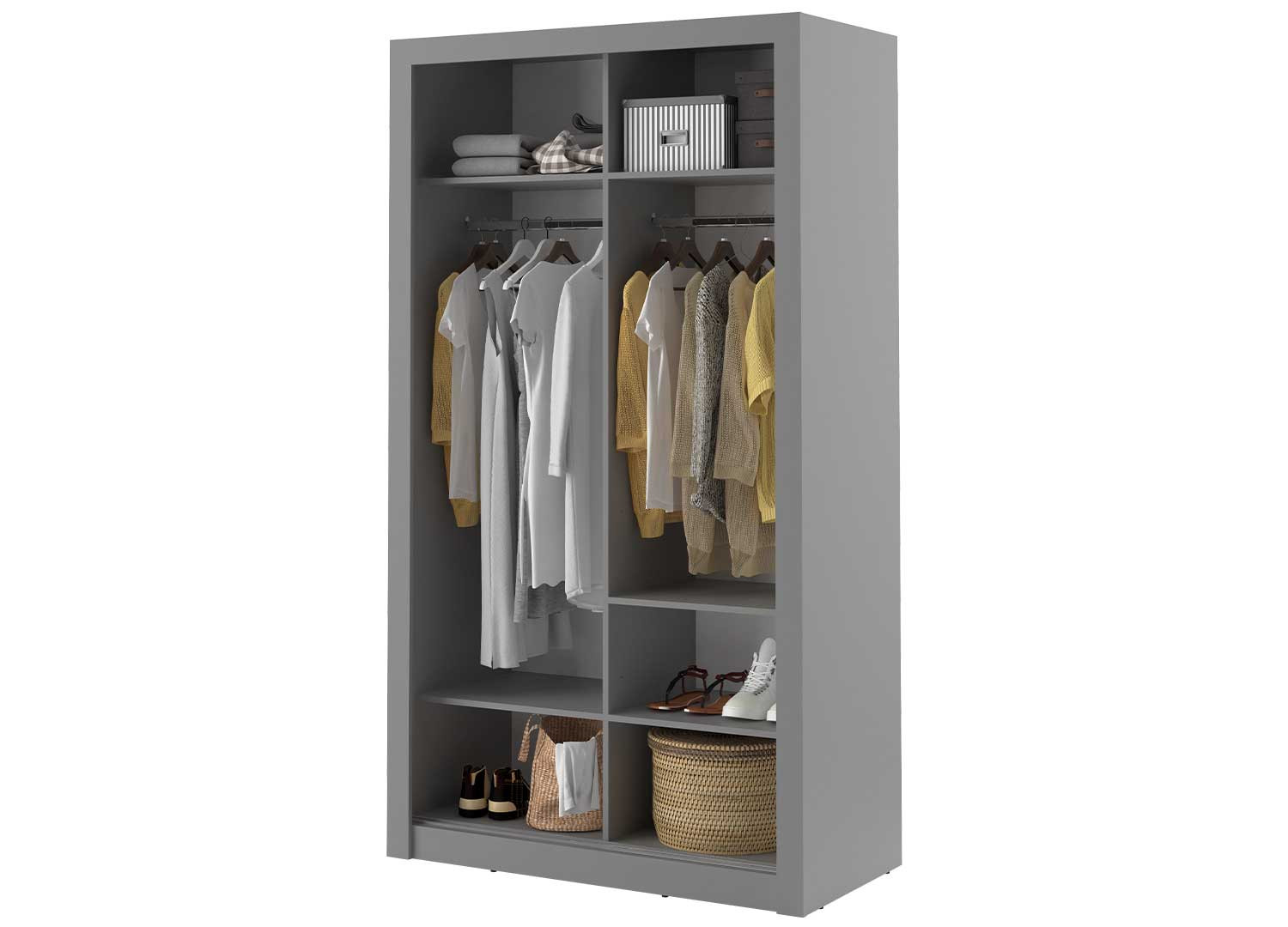 Armoire grise 120 cm 2 portes coulissantes