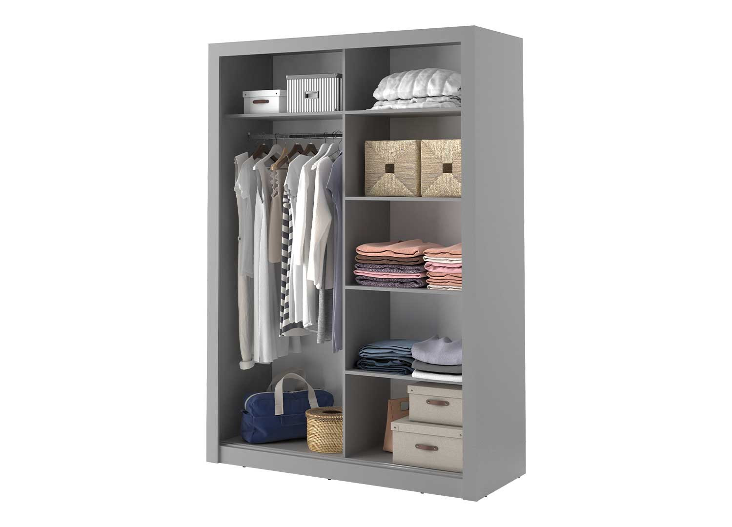 Armoire grise à portes coulissantes 150 cm
