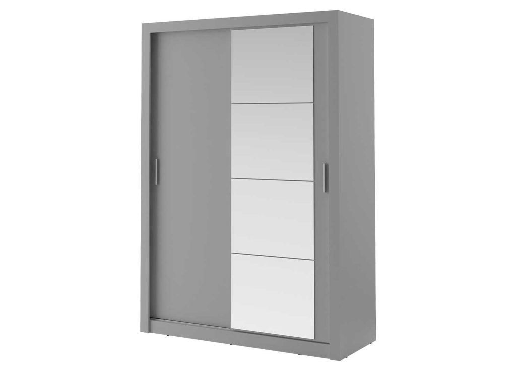 Armoire grise à portes coulissantes 150 cm