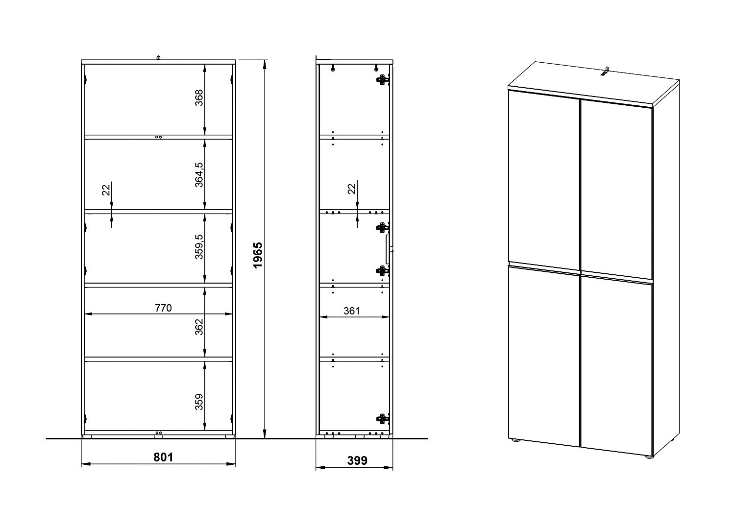 Armoire haute de classement 2 portes 197 cm Oviedo