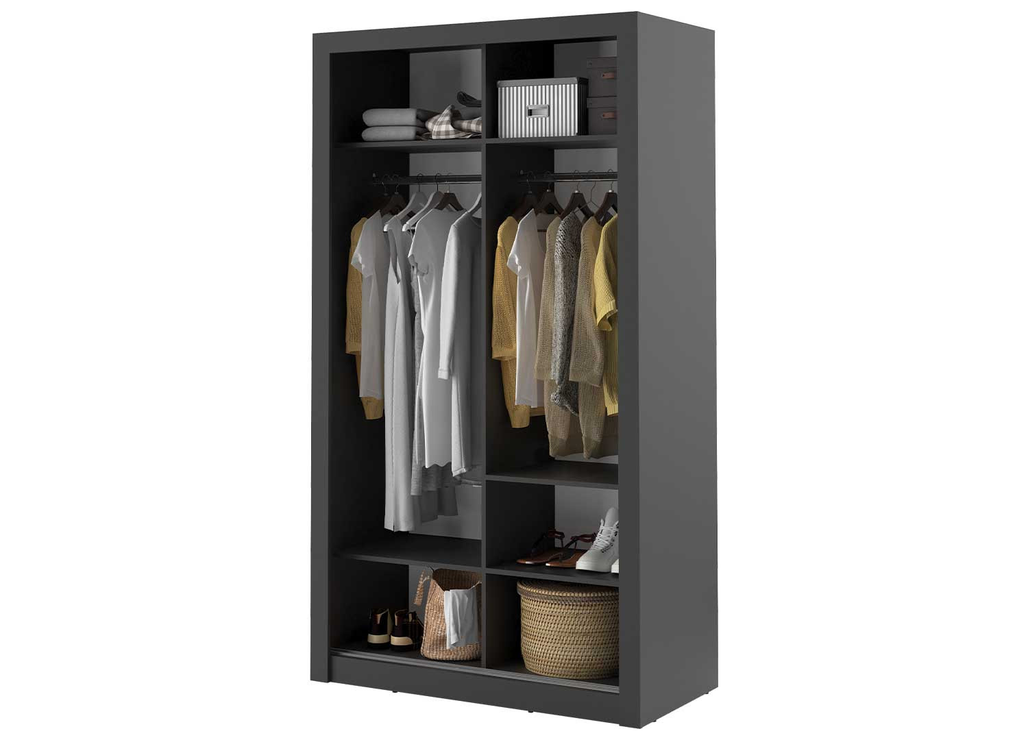 Armoire noire 2 portes coulissantes 120 cm