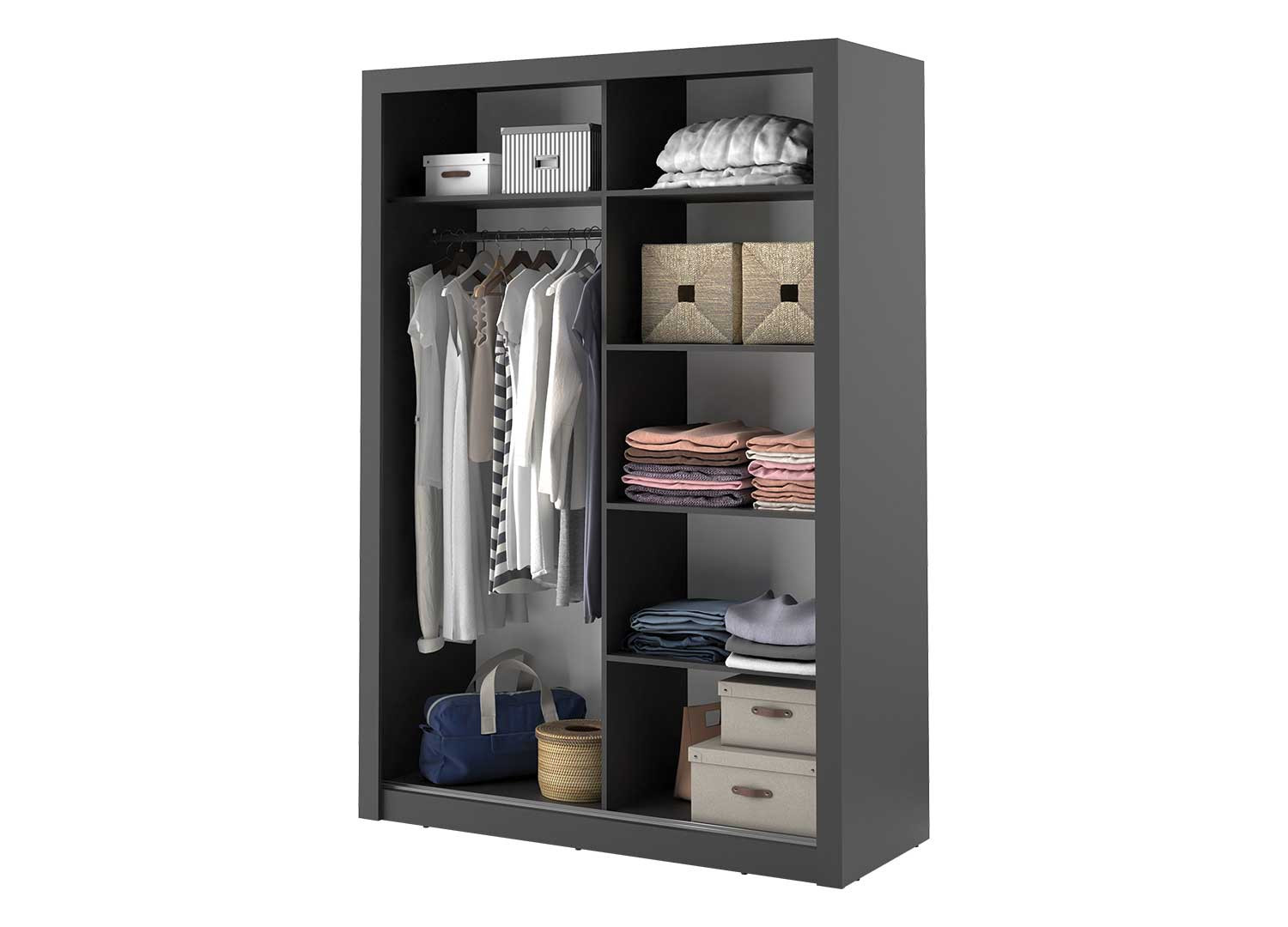 Armoire noire à portes coulissantes 150 cm