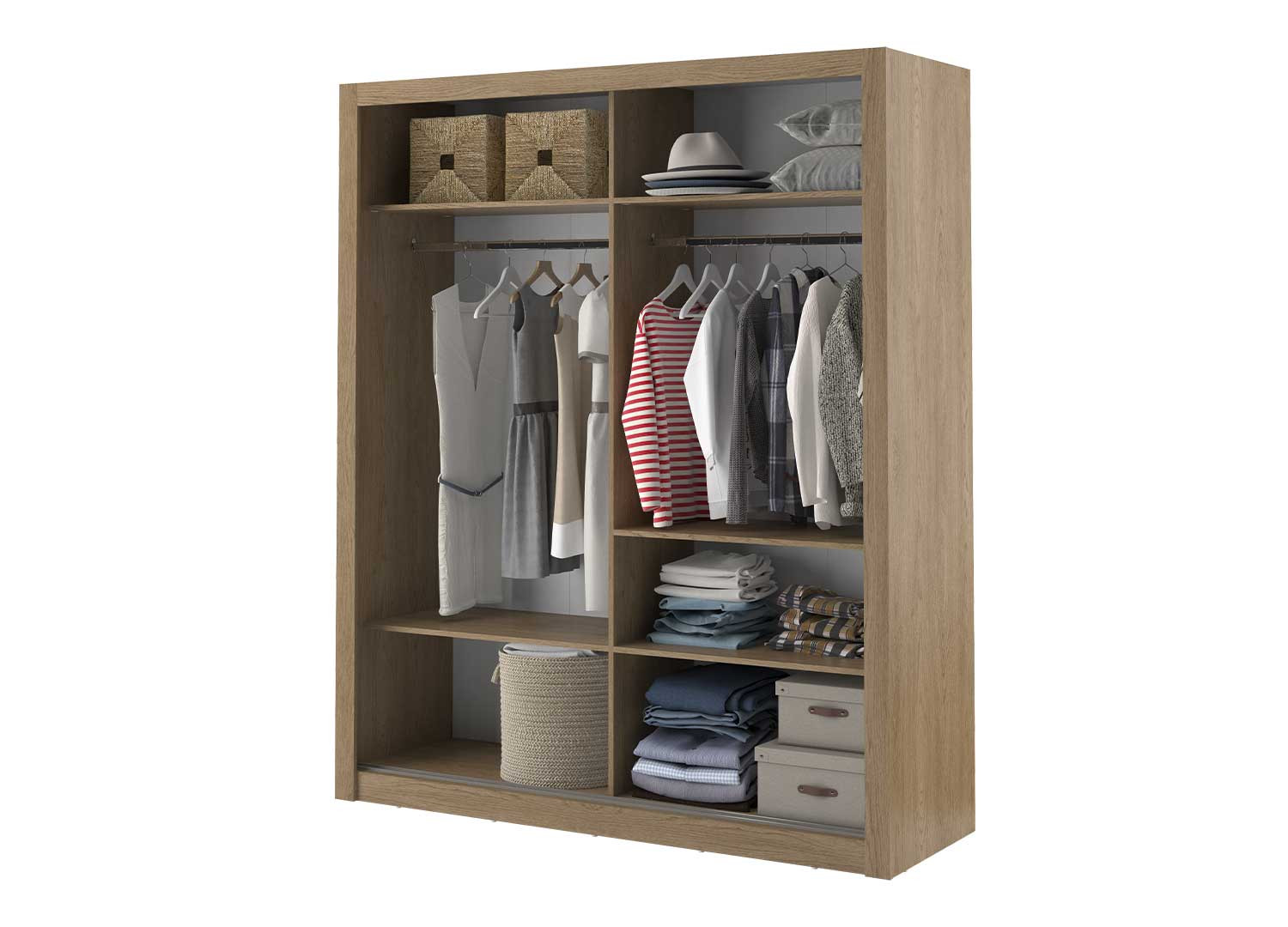 Armoire portes coulissantes miroirs 180 cm chêne shetland