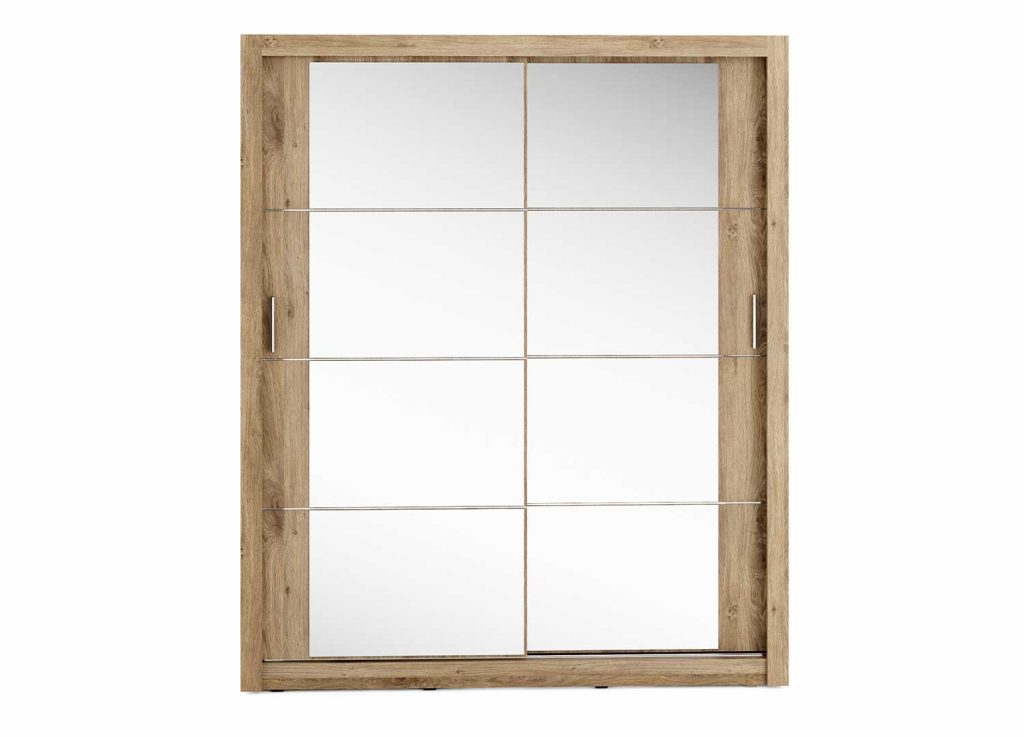 Armoire portes coulissantes miroirs 180 cm chêne shetland