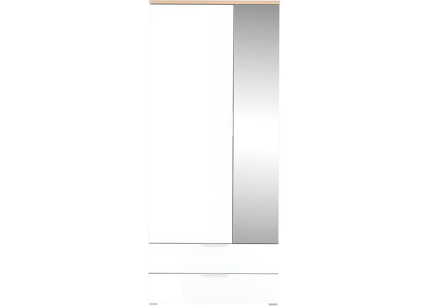 Armoire rangement entrée bois et verre blanc