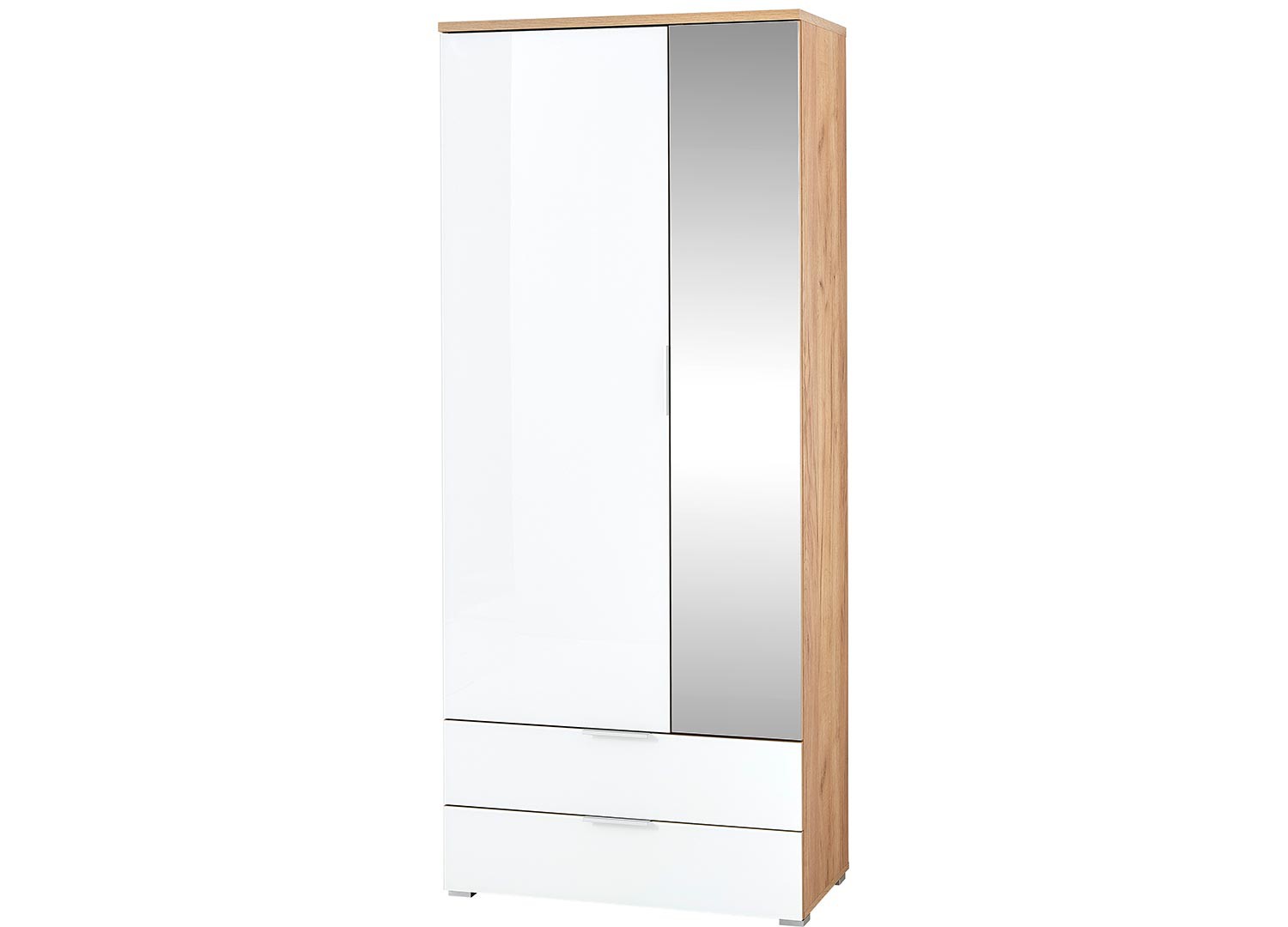 Armoire rangement entrée bois et verre blanc