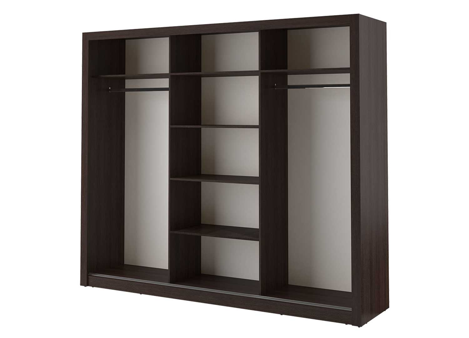 Armoire wengé avec miroirs de 3 portes coulissantes