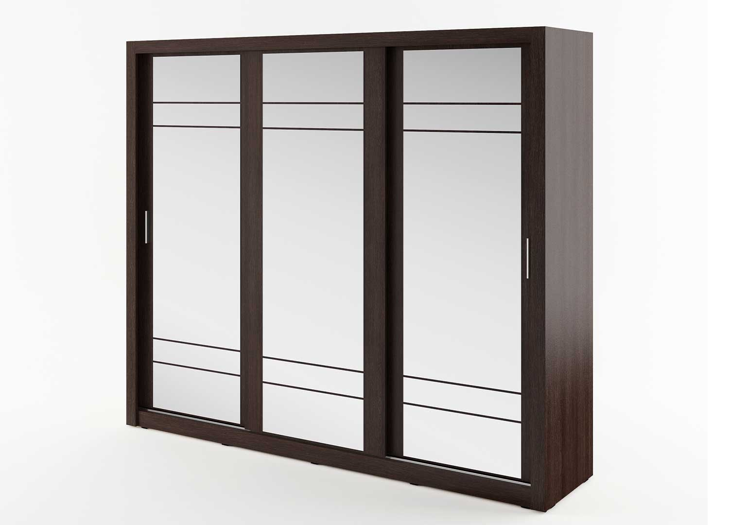 Armoire wengé avec miroirs de 3 portes coulissantes