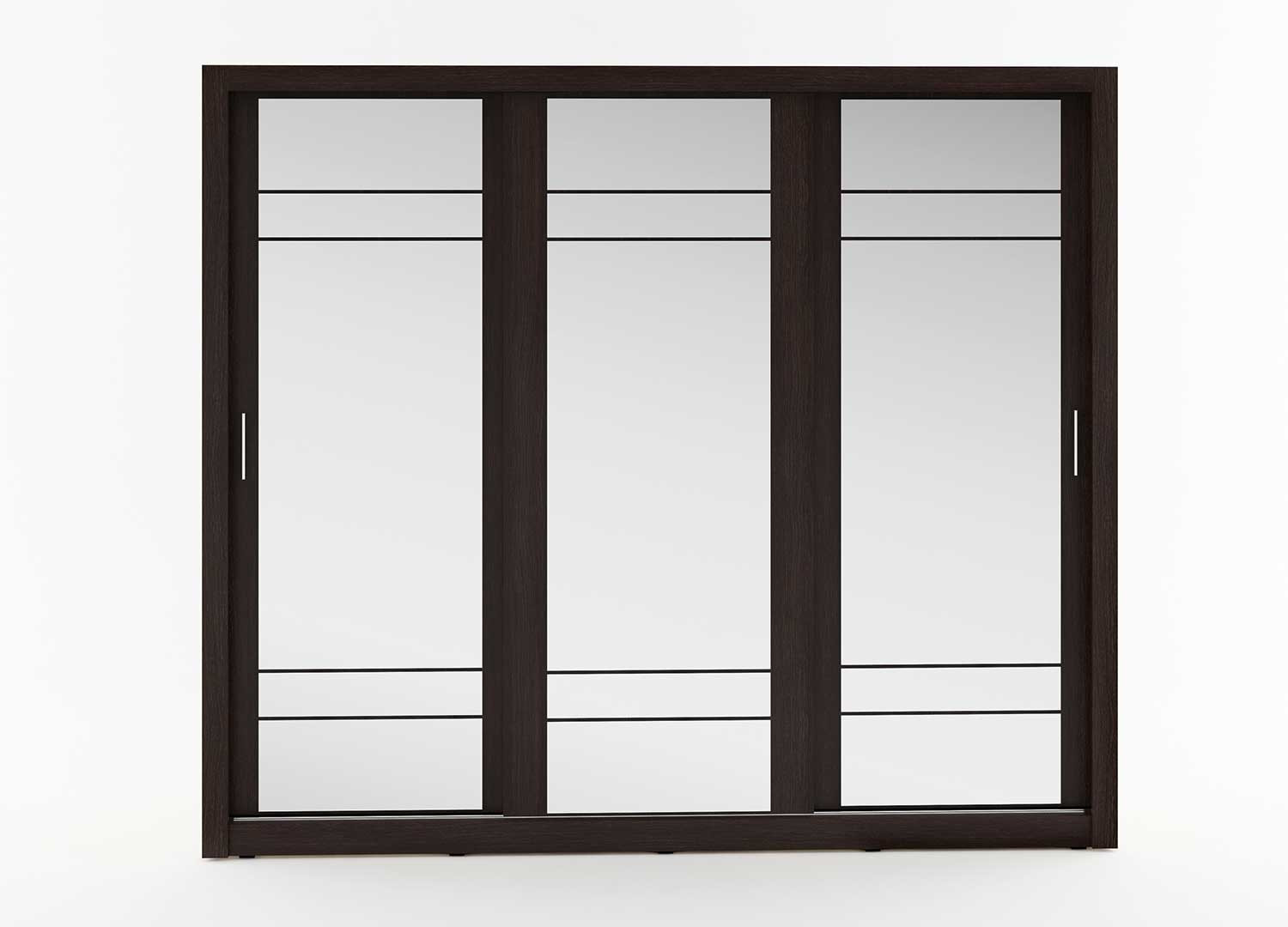 Armoire wengé avec miroirs de 3 portes coulissantes