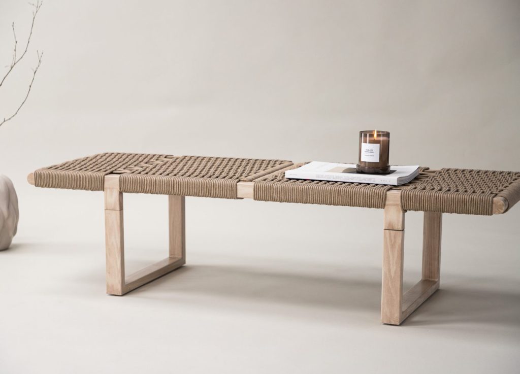Banc de salle à manger Ängön cordage naturel 140 cm mis en scène dans un intérieur