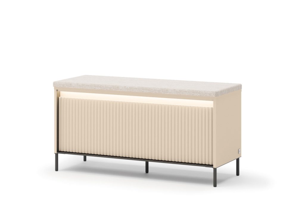 Banc chaussures à LED beige et métal noir Trend