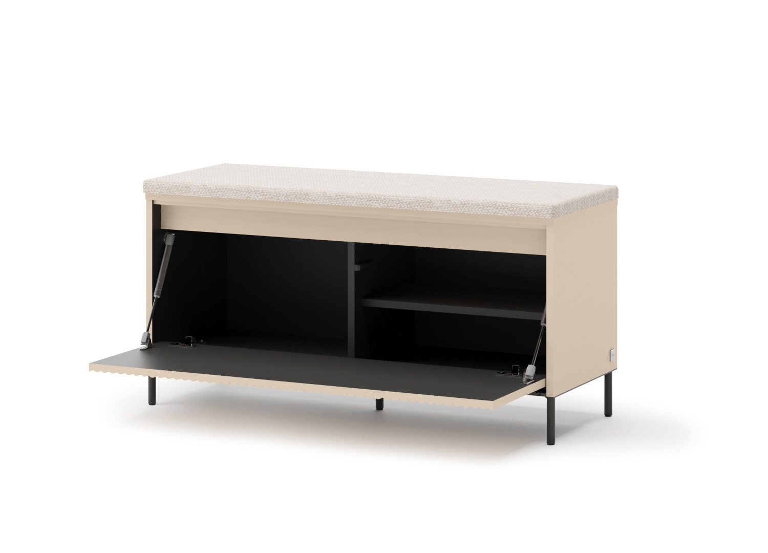 Banc chaussures à LED beige et métal noir Trend