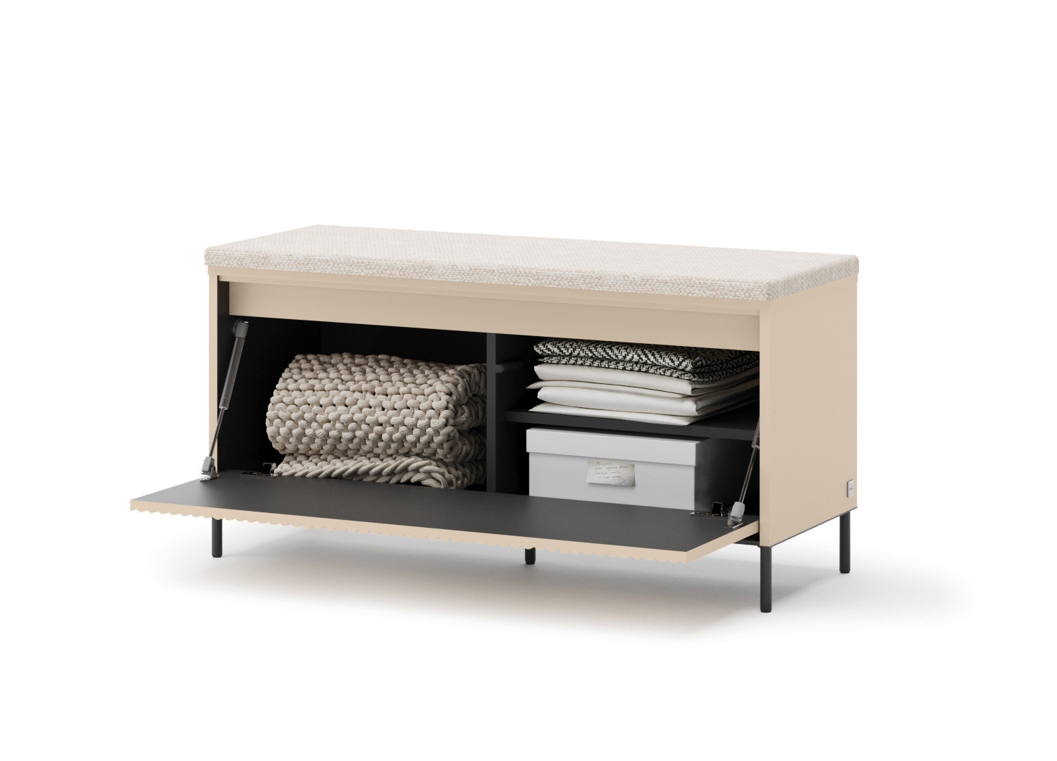 Banc chaussures à LED beige et métal noir Trend