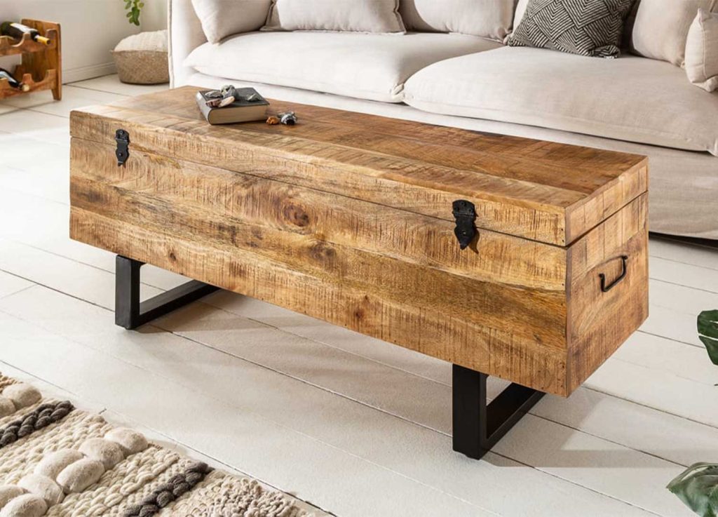 Banc coffre 115 cm en bois de manguier