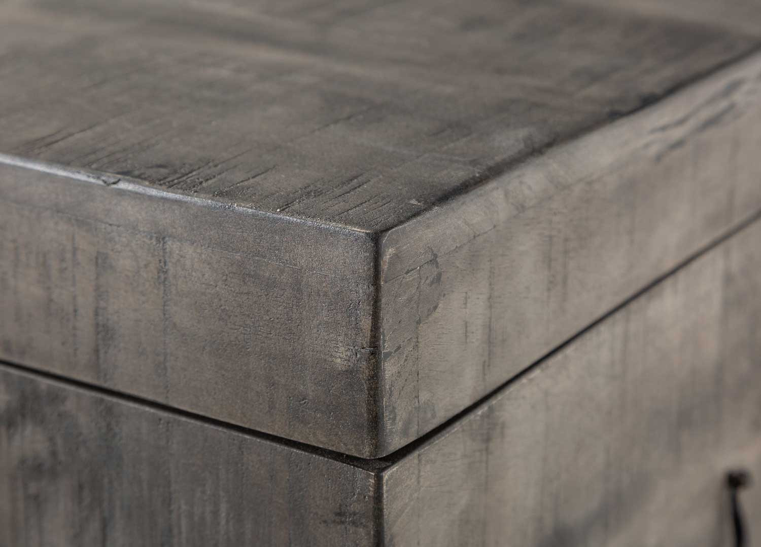 Banc coffre de rangement bois de manguier gris