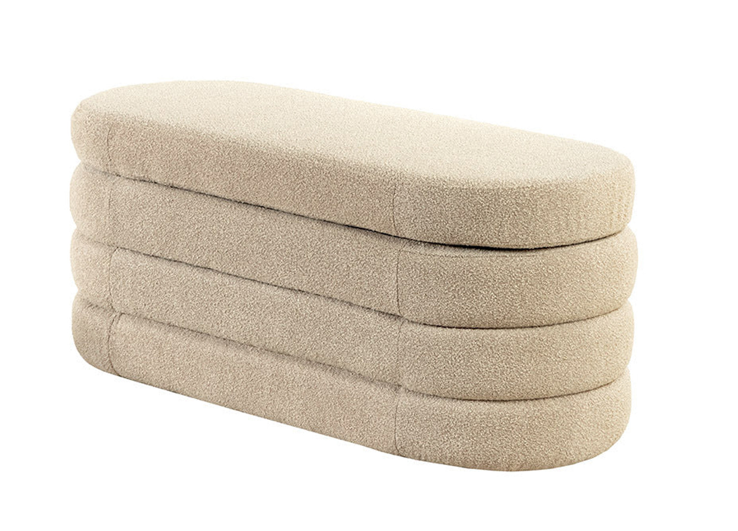 Banc coffre de rangement en tissu bouclé taupe Hope