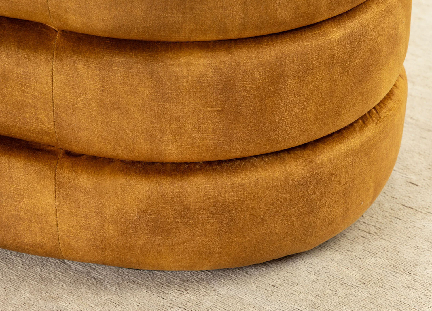 Banc coffre rangement velours jaune moutarde Hope