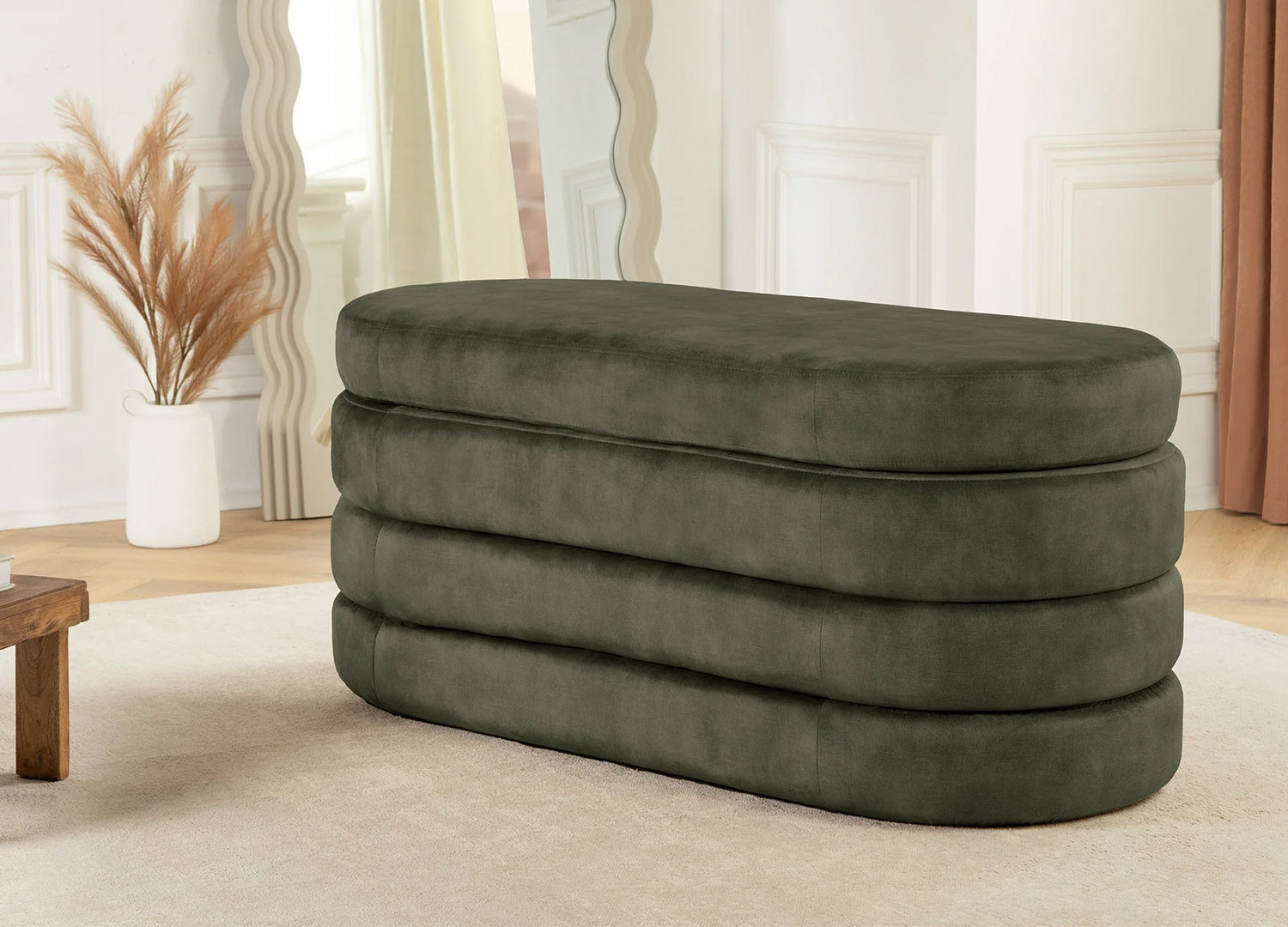 Banc coffre rangement velours vert Hope