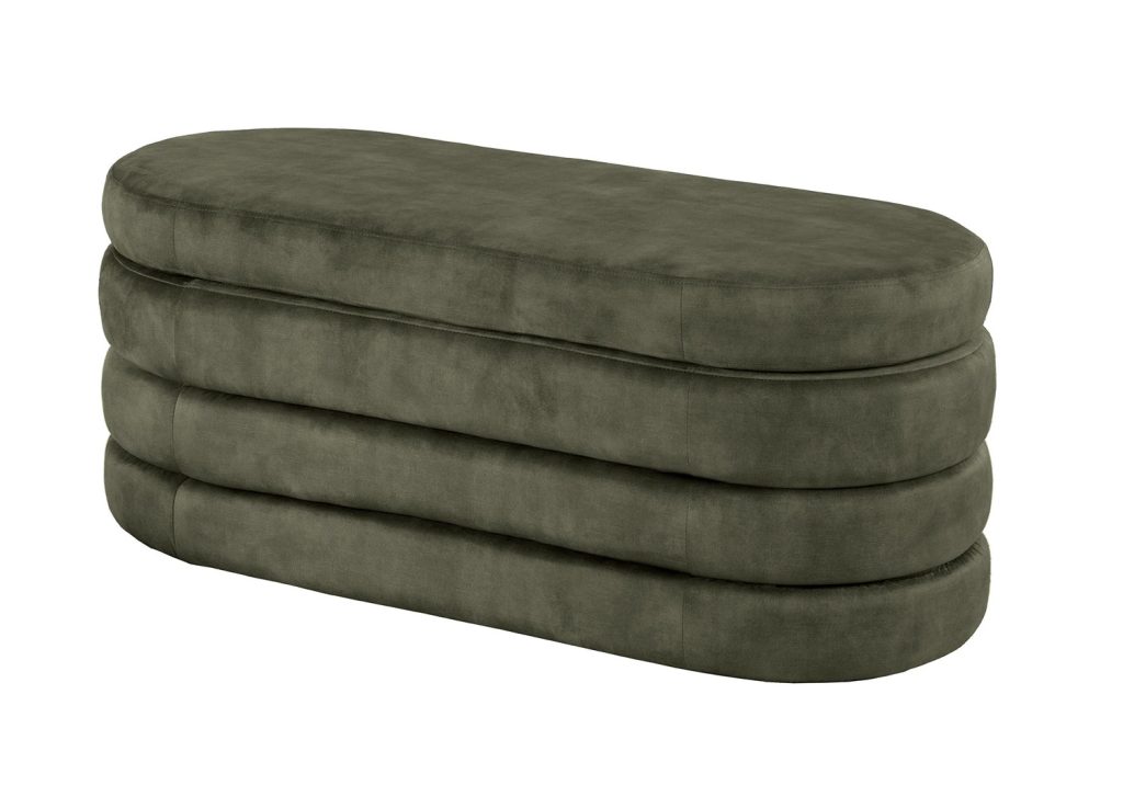 Banc coffre rangement velours vert Hope