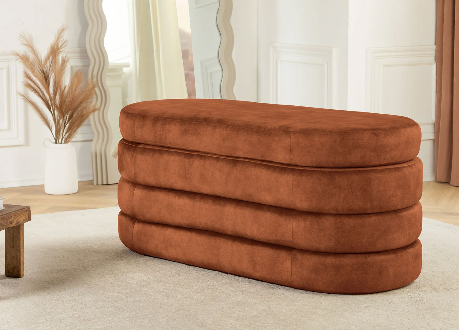 Banc coffre velours brun rouille Hope