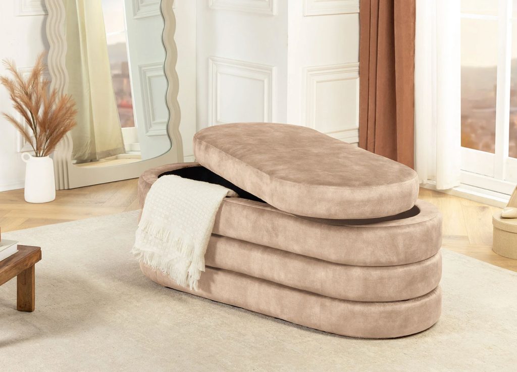 Banc coffre velours champagne Hope