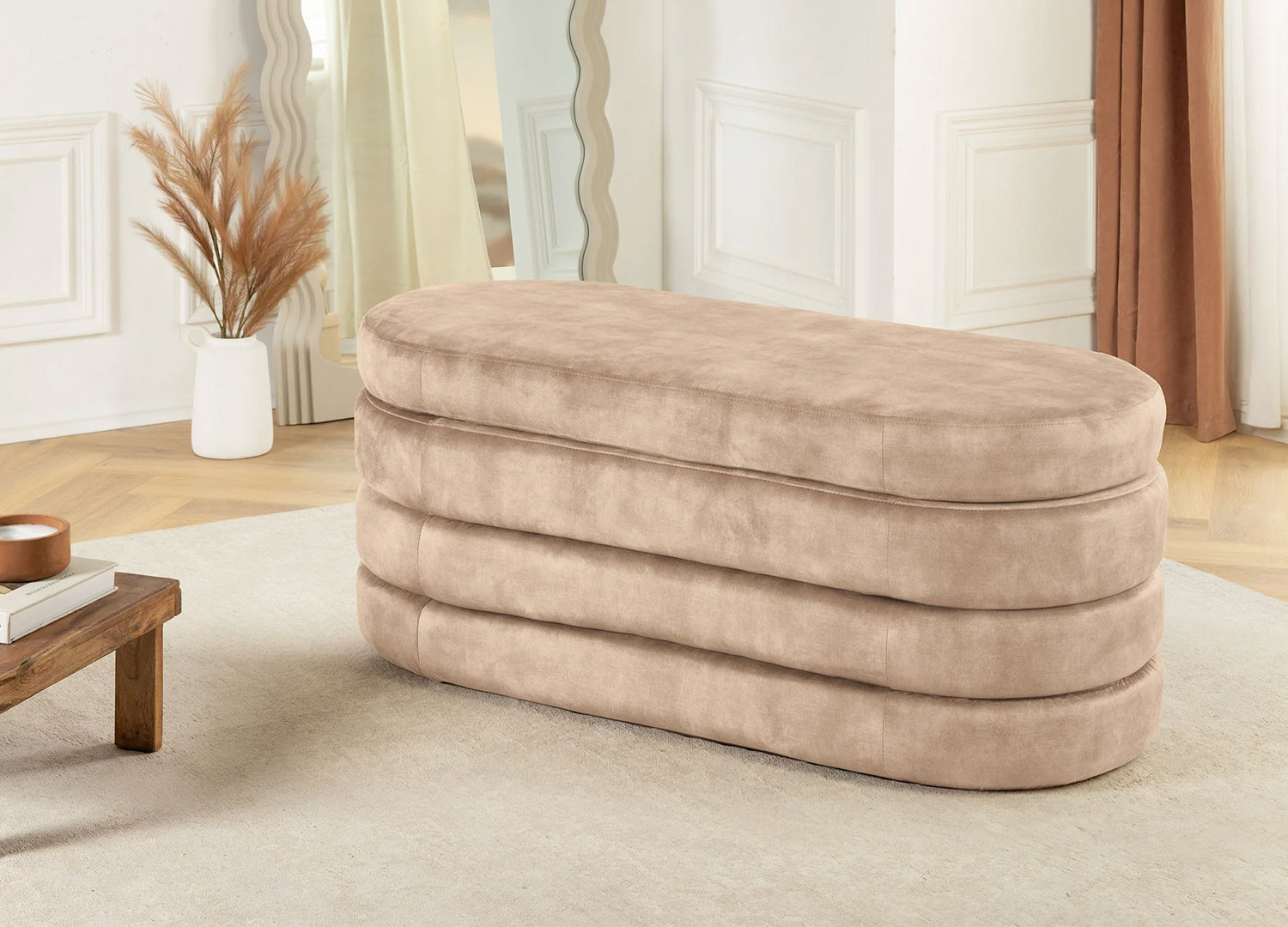 Banc coffre velours champagne Hope
