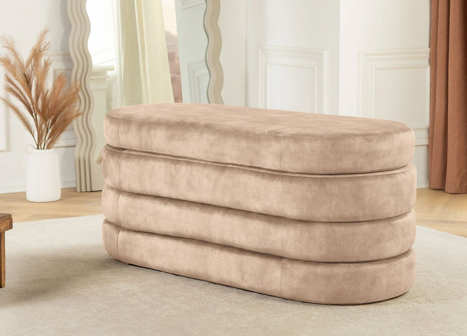 Banc coffre velours champagne Hope
