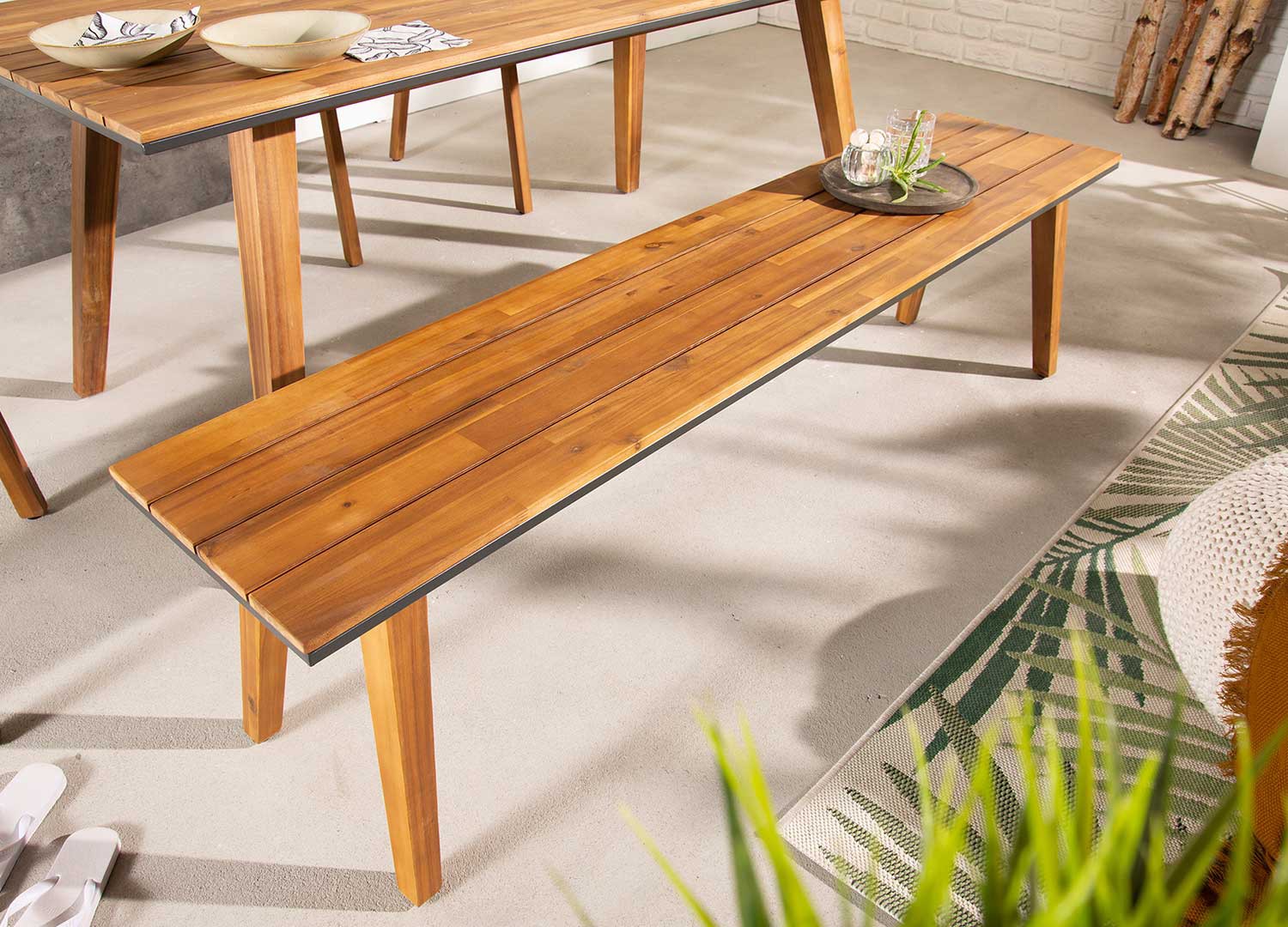 Banc de jardin en bois d'acacia 180 cm