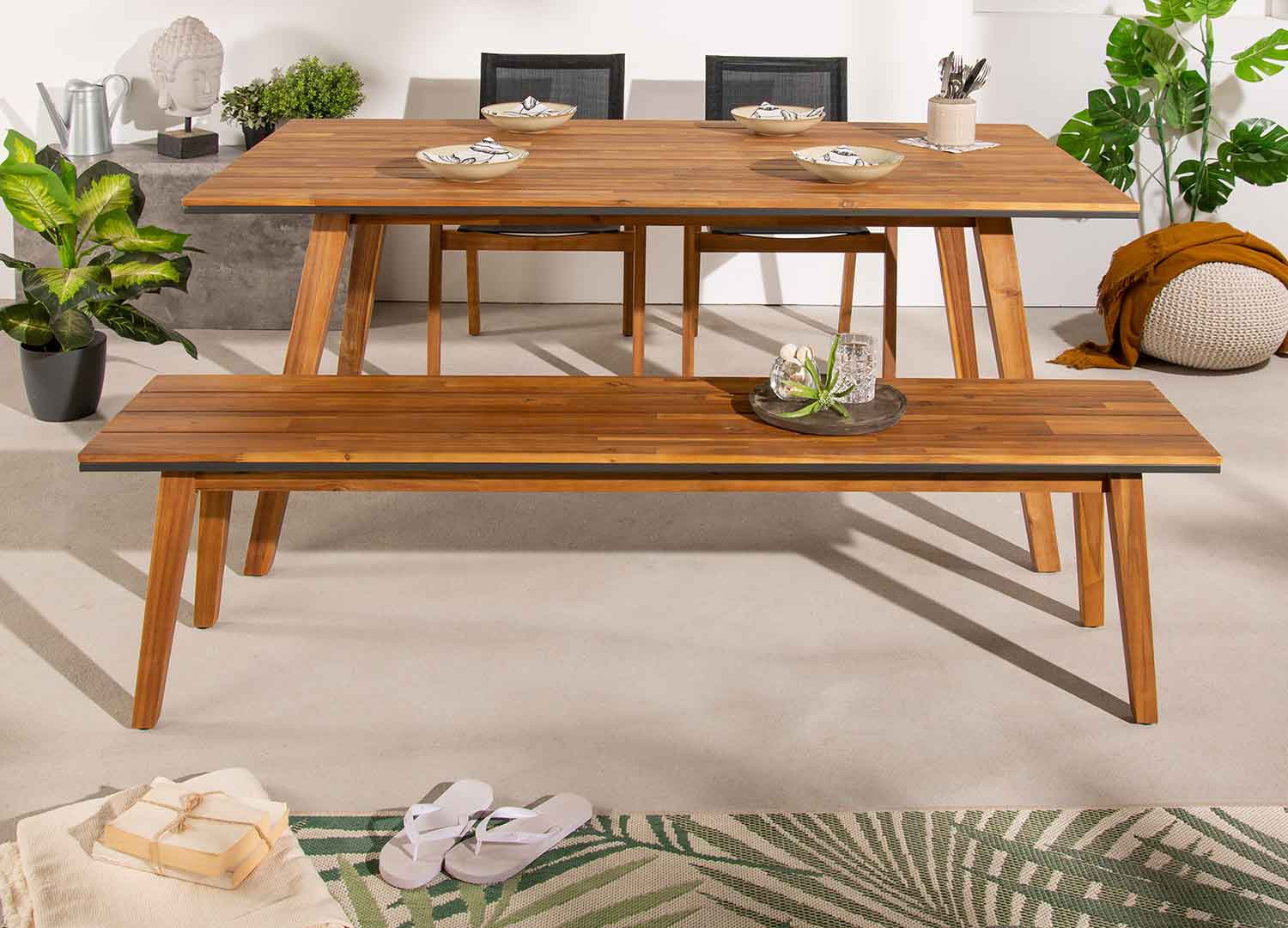 Banc de jardin en bois d'acacia 180 cm