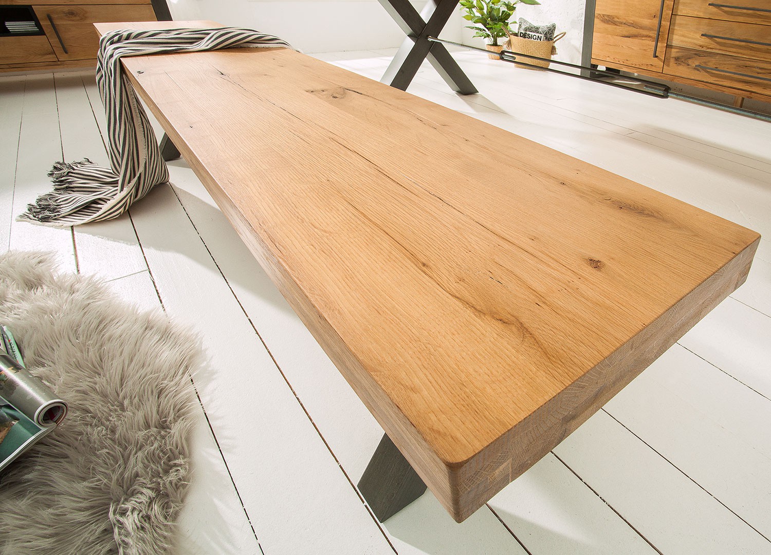 Banc de salle à manger 180 cm bois massif et métal